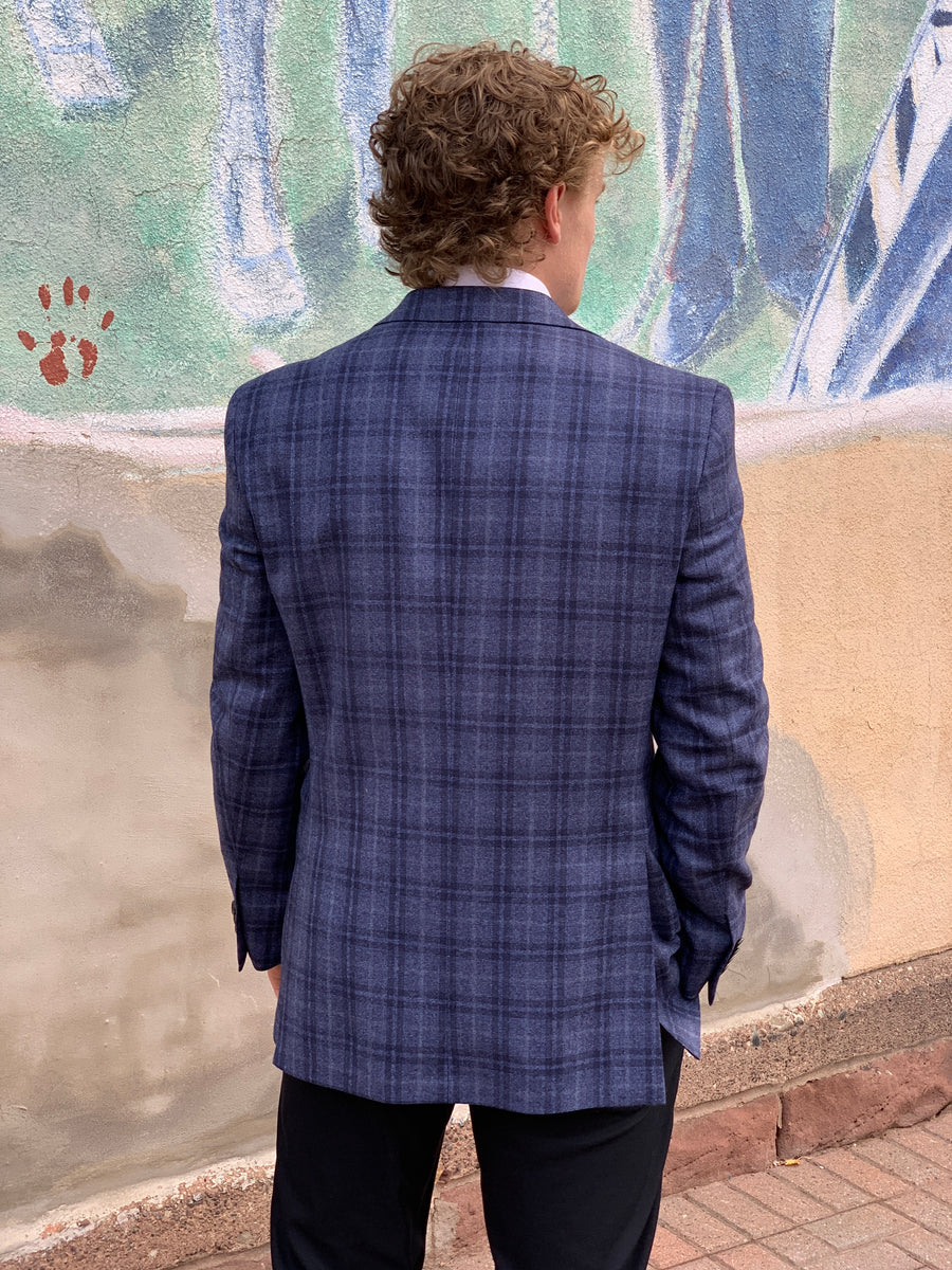 Navy Check Pattern Jack Victor Navy Check Pattern Conway Sport Jacket - 1252104 605