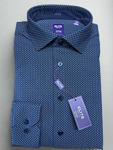 Serica Elite Navy Print Sport Shirt - ESP2574054