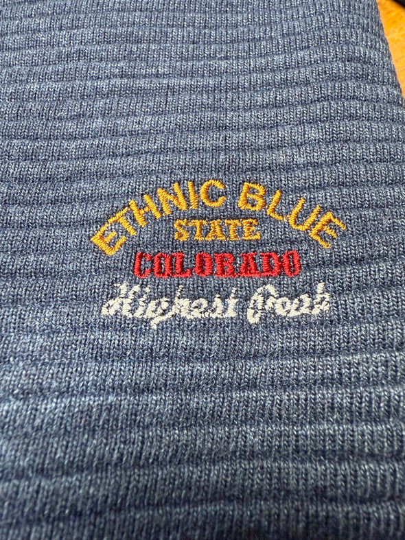 Ethnic Blue Textured Navy Full Zip Sweater - 90030F