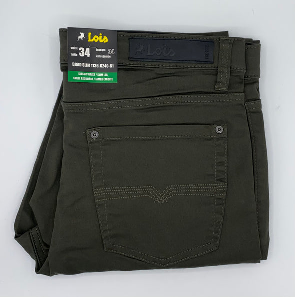Lois Brad Slim Casual Pants - Dusty Olive 1136-6240-61