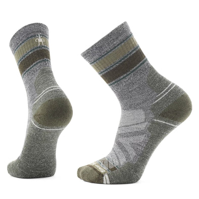 Smartwool Hike Striped Mid Crew Socks Ash/Charcoal - SW001609H85