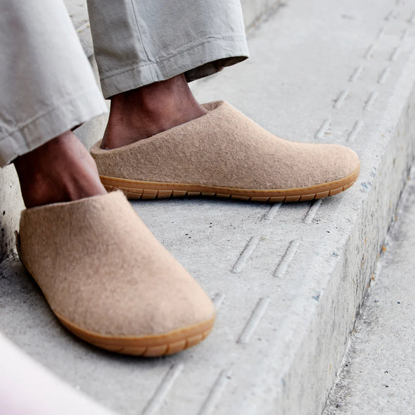 Glerups Slipper: Slip On, Sand, Honey Rubber Sole
