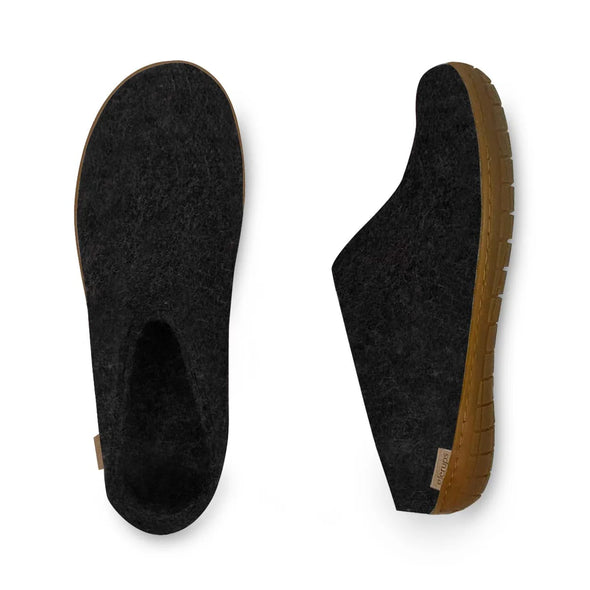 Glerups Slipper: Slip On, Charcoal - Honey Rubber Sole - BR-02-00