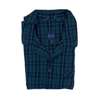 Majestic International 60% Cotton 40% Polyester Navy/Green Pyjama Set -12638190 - 401