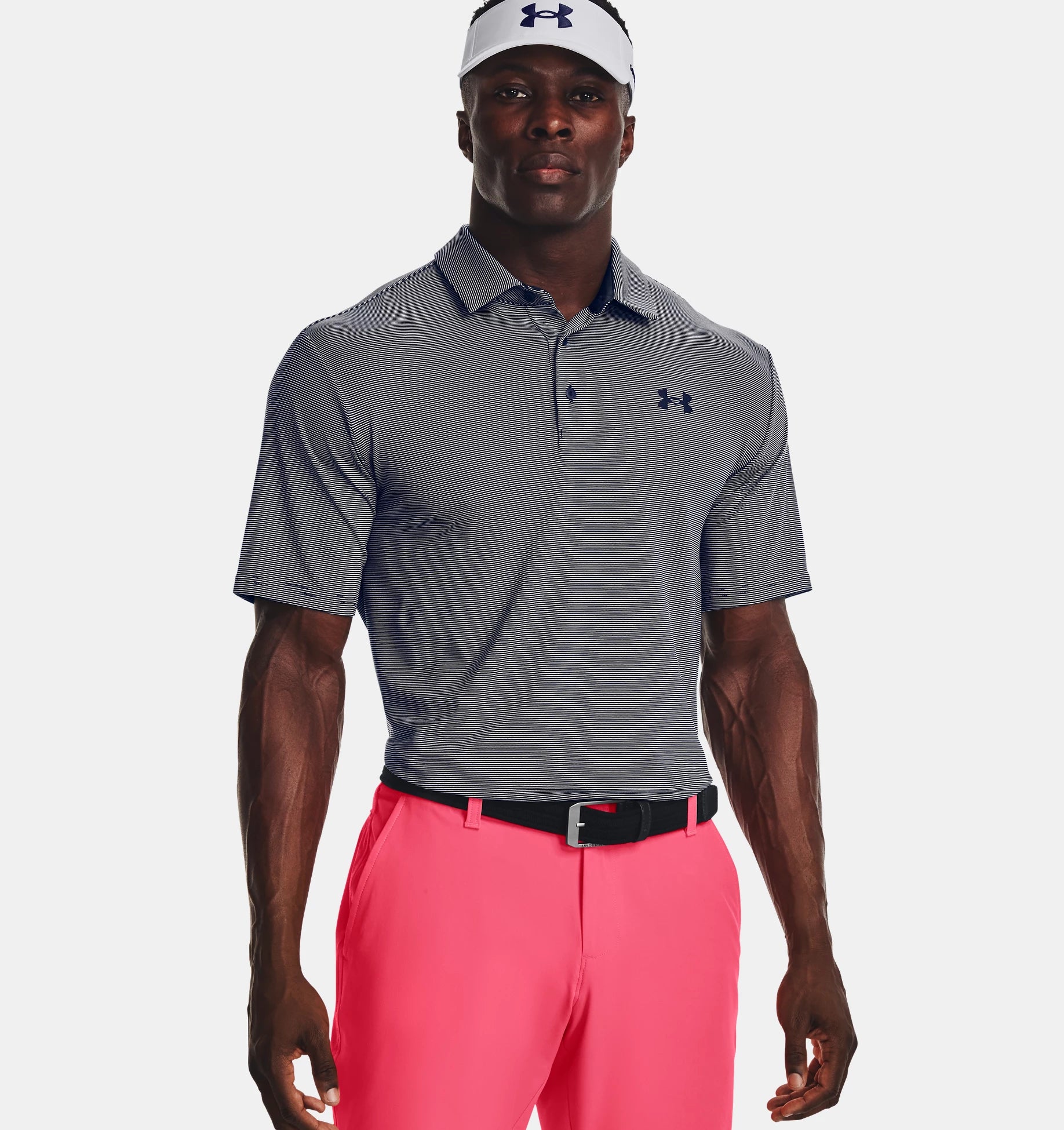 HA-EMORE Men's Stripe Golf Shirt Short Sleeve Slim Fit Basic Designed  Collared Shirt Tshirts 