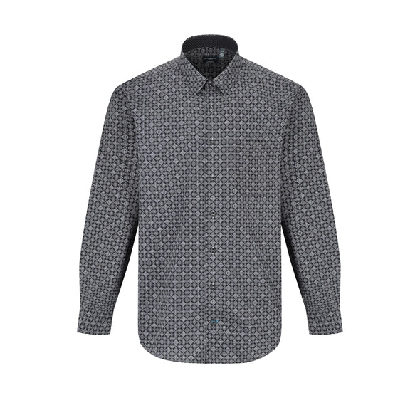 Leo Chevalier Long Sleeve Sport Shirt - Grey Print 623450 - 3698