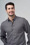 Leo Chevalier Long Sleeve Sport Shirt - Grey Print 623450 - 3698