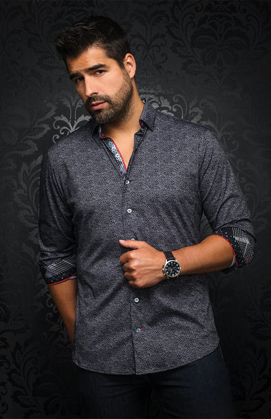 Au Noir Piccinni Black/Grey Dress Shirt - VO-000530