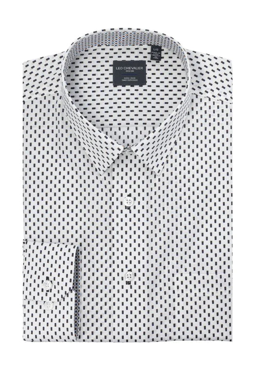 Leo Chevalier White Print Sport Shirt - 621447/QT 0198 Long Sleeve
