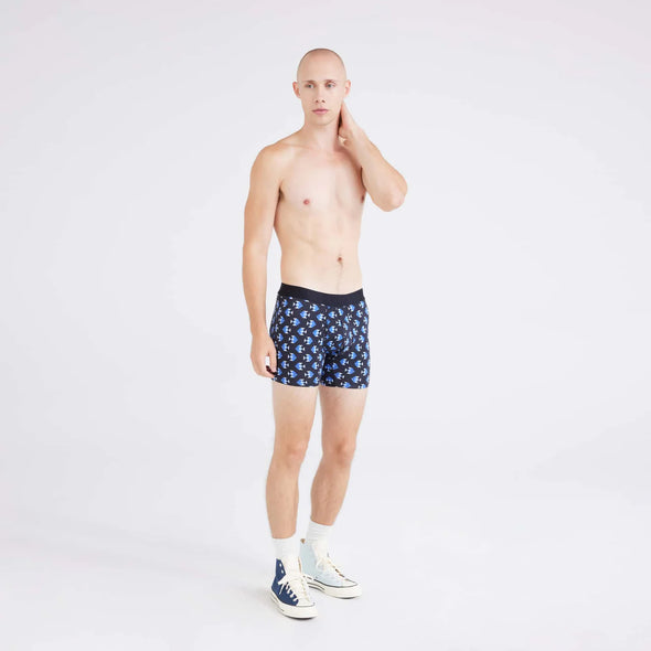 SAXX Droptemp Cooling Cotton Boxer Brief Fly - Aquatic Check - Black - SXBB44 - AQU