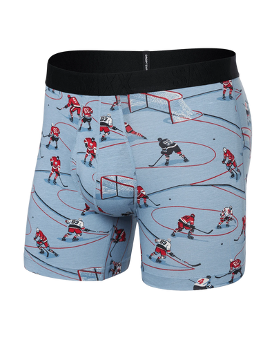 SAXX Droptemp Cooling Cotton Boxer Brief Fly - Hockey Heros - Dusty Blue - SXBB44 - HOC