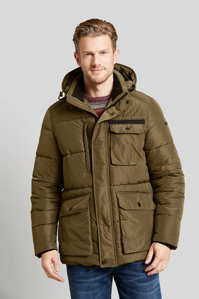Bugatti Quilted jacket with detachable hood in brass