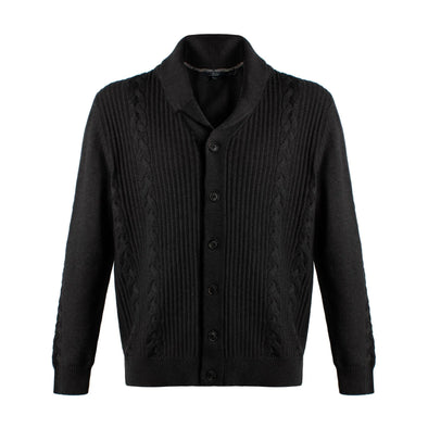 Viyella Shawl Collar Cable Button Front Cardigan Charcoal - 555651 3898