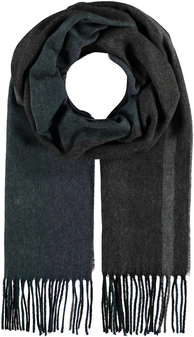 Fraas Striped Cashmink® scarf - Black/Teal - 627026 992