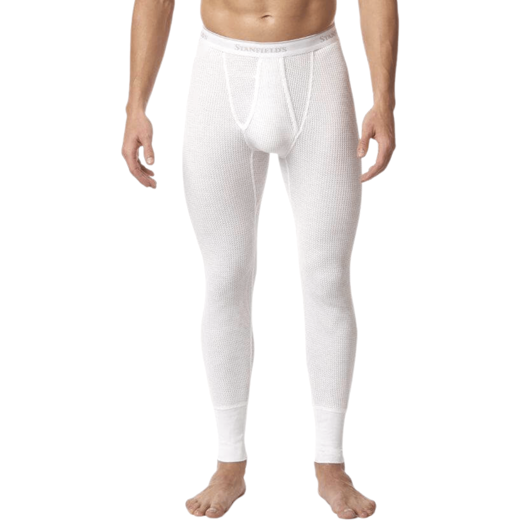 Jack & Jill Men's 100% Cotton Thermal Long Johns Underwear - White