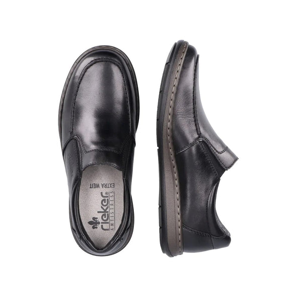 Rieker Slip-On Black Leather Shoes - 17370-00