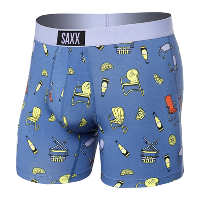 SAXX Vibe Super Soft Slim Fit Boxer Brief - SXBM35 LWL Lawnchairs & Limes- Blue
