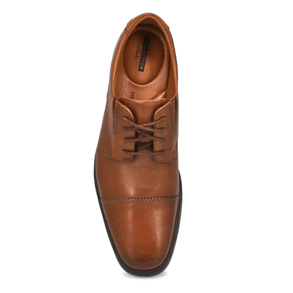 Clarks Tilden Cap Dark Tan Leather Shoes 26130096