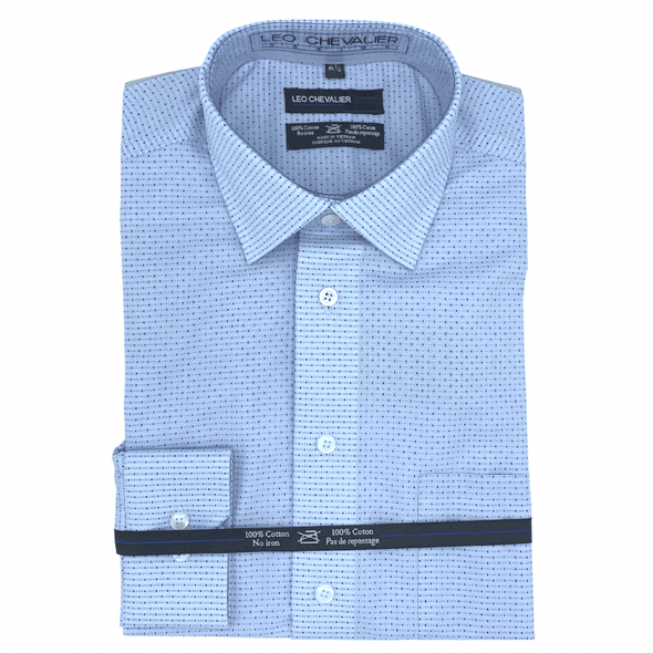 Leo Chevalier 100% Cotton Non-Iron Light Blue Dress Shirt - 426185