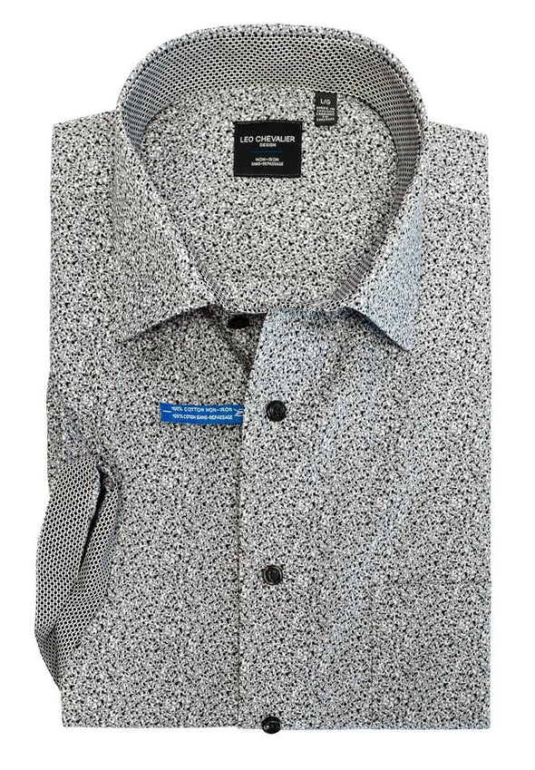 Mens 100% Cotton Non-Iron Print Spread Collar S/S Sport Shirt 524362