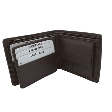 Bifold Wallet Featuring ID Window Bill Compartment & Snap Coin Pouch Made with Genuine Leather - 9999 - Multi Colours