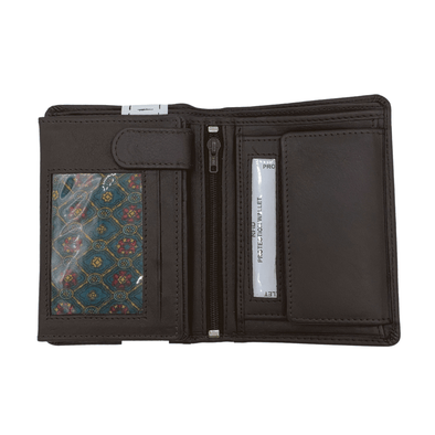 Bifold Wallet Featuring ID Window and Zipper Pouch Made with Genuine Leather - 1009C - Multi Colours