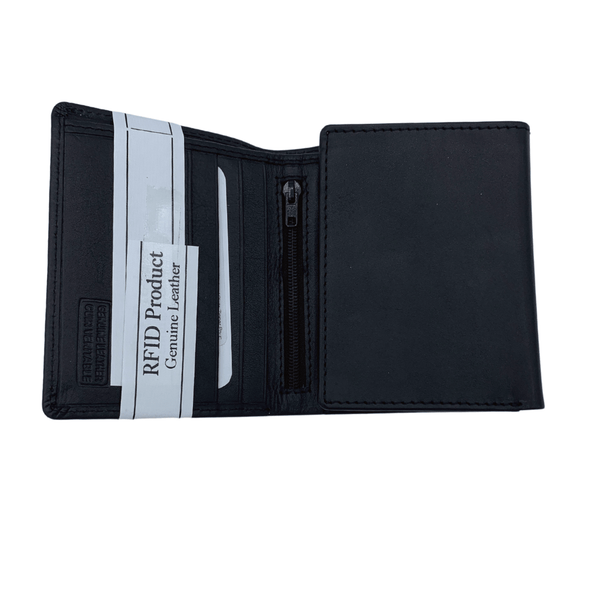 Trifold Wallet 12 Credit Card Slots Zipper Pouch with Genuine Leather - 8003 - Multi Colours