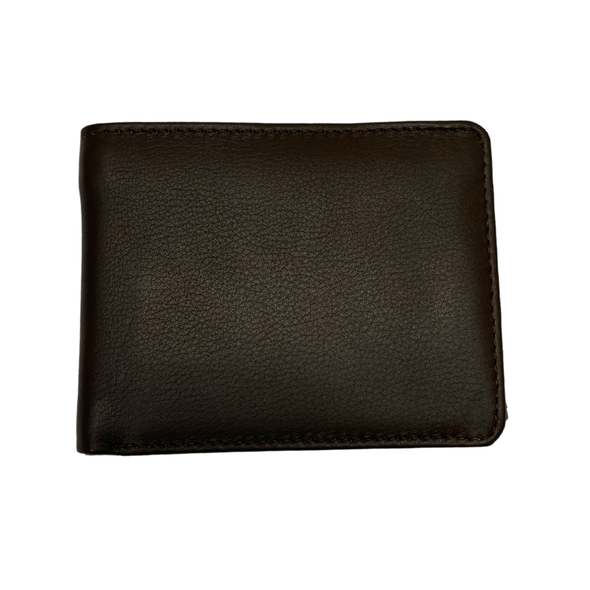 Brown Bifold Wallet Featuring Hidden ID Window Made with Genuine Leather - 8002