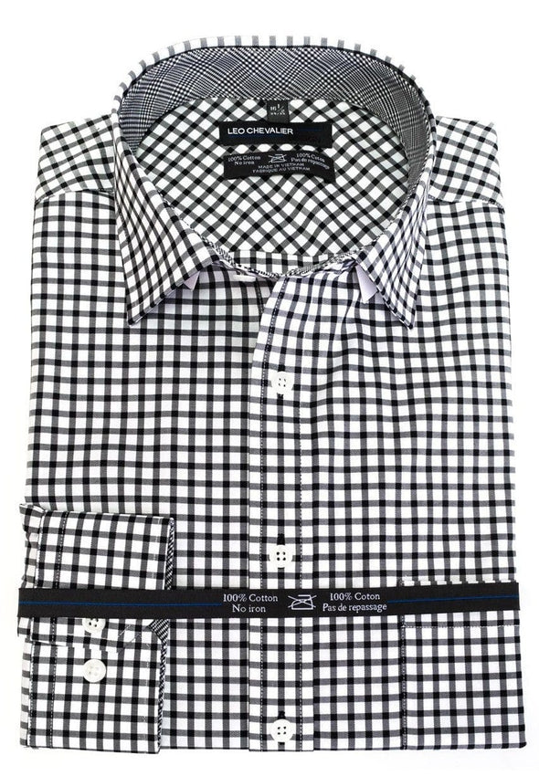 Leo Chevalier Black & White Check Dress Shirt Tall Fit - 423192/QT 0937