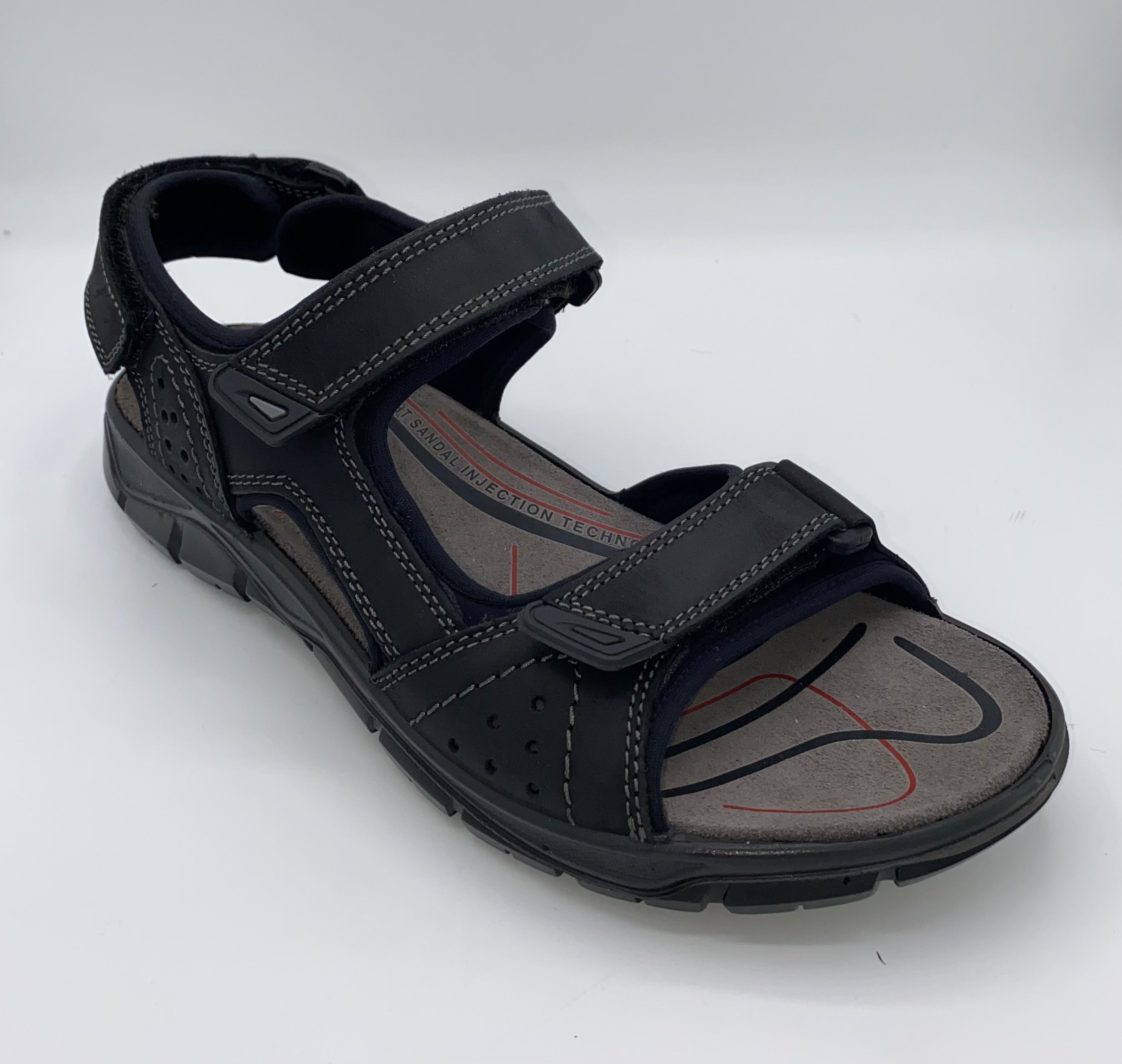 IMAC Italian Leather Velcro Sandals Black Grey 196269 3400 018