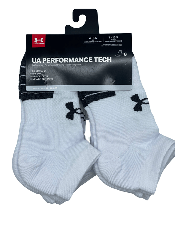 Under Armour Performance Tech Lo Cut Sock  White 6 Pack U6784C6