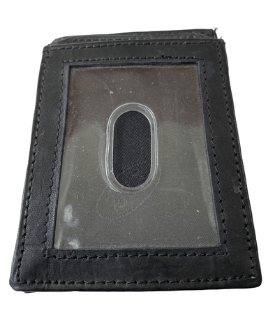 Black Card Holder with Pouch and ID Window Made with Genuine Leather