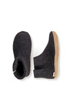 Glerups Slipper: Boot, Charcoal, Leather G-02-00