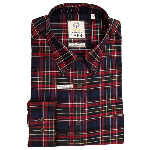 Viyella Cotton & Cashmere Plaid Long Sleeve Sport Shirt - 559474 45