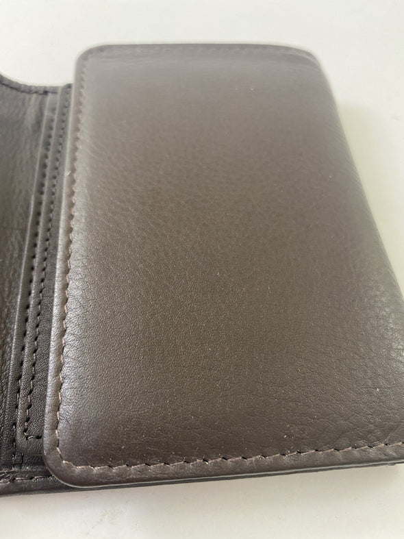 Brown Trifold Wallet Featuring ID Window, 12 Credit Card Slots with Genuine Leather