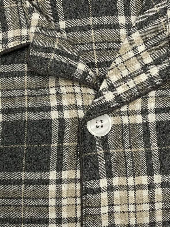 Grey Black Plaid Flannel Pyjama Set