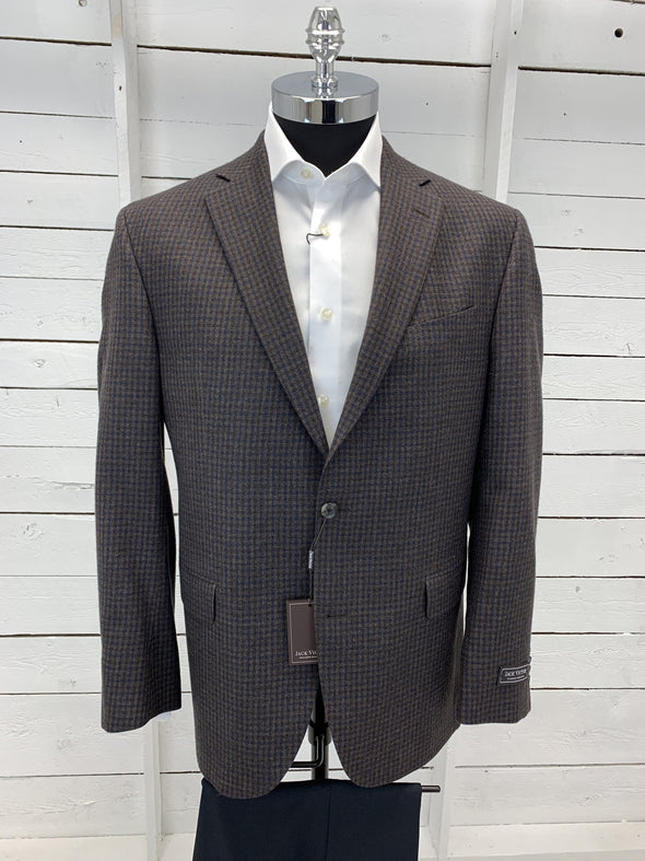 Chocolate Brown and Navy Check Sport Jacket - Gibson - 142003