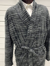 Majestic international Plush Fleece Shawl Robe Charcoal Stripe 52084110 030