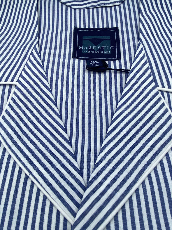 Majestic International White Blue Stripe Cotton Pyjamas - 3062040 410