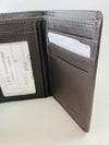 Brown Trifold Wallet Featuring ID Window Made with Genuine Leather