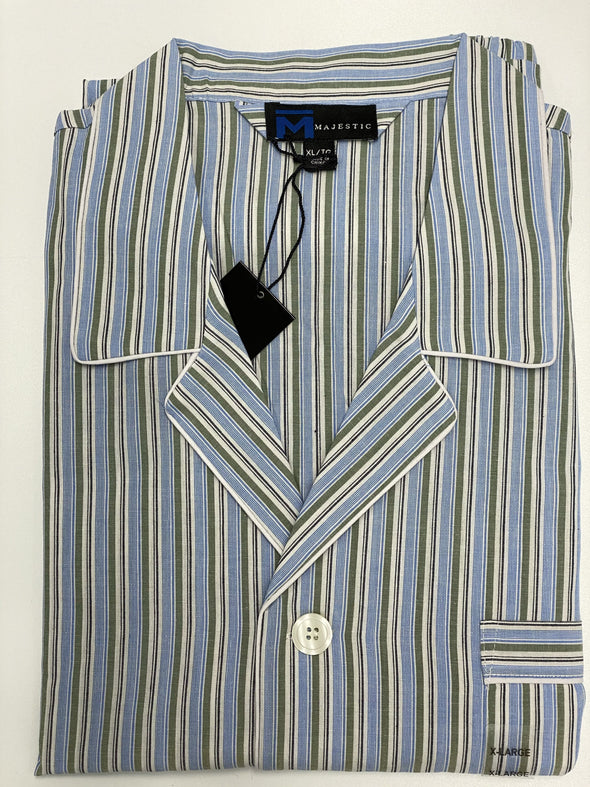 Blue Green Striped Cotton Pyjamas 1229190 300 Moss