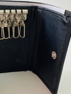 Black Trifold Wallet Featuring Key Holder made with Genuine Leather