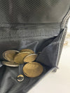 Black Suede Trifold Wallet Featuring Snap Closure Coin Pouch and Chain Made with Genuine Leather