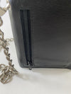 Black Chain Trifold Wallet 12 Credit Card Slots Zipper Pouch with Genuine Leather