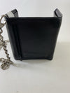 Black Chain Trifold Wallet 12 Credit Card Slots Zipper Pouch with Genuine Leather