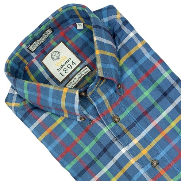 Viyella Cotton & Cashmere Plaid Long Sleeve Sport Shirt - 559472 16