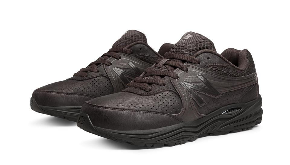 New balance brown leather walking shoes deals